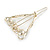 Gold Tone White Glass Pearl Bead Clear Crystal Open Triangular Hair Slide/ Grip - 45mm Across - view 6