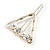 Gold Tone White Glass Pearl Bead Clear Crystal Open Triangular Hair Slide/ Grip - 45mm Across - view 7