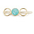 Gold Tone Triple Circle Pastel Blue Enamel Hair Slide/ Grip - 70mm Across - view 4