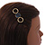 Gold Tone Triple Circle Dark Grey Enamel Hair Slide/ Grip - 70mm Across - view 3