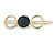 Gold Tone Triple Circle Dark Grey Enamel Hair Slide/ Grip - 70mm Across - view 4