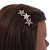 Gold Tone Triple Star Light Grey Hair Slide/ Grip - 65mm Across - view 3