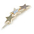 Gold Tone Triple Star Light Grey Hair Slide/ Grip - 65mm Across - view 6