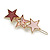 Gold Tone Triple Star Pink Hair Slide/ Grip - 65mm Across - view 5