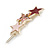 Gold Tone Triple Star Pink Hair Slide/ Grip - 65mm Across - view 7