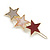 Gold Tone Triple Star Pink/ Grey Hair Slide/ Grip - 65mm Across - view 5