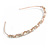 Bridal/ Wedding/ Prom Rose Gold Tone Clear Crystal, White Pearl Flowers Tiara Headband - view 5