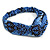 Blue/ Black Snake Print Twisted Fabric Elastic Headband/ Headwrap - view 8
