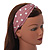 Dusty Pink and White Polka-Dotted Twisted Fabric Elastic Headband/ Headwrap - view 3