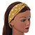Dusty Yellow and White Polka-Dotted Twisted Fabric Elastic Headband/ Headwrap - view 3