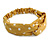 Dusty Yellow and White Polka-Dotted Twisted Fabric Elastic Headband/ Headwrap - view 5