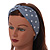 Grey and White Polka-Dotted Twisted Fabric Elastic Headband/ Headwrap - view 3