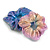 Pack Of 2 Light Chameleon Blue/ Pink Snake Effect Silk Hair Scrunchies - Medium Thickness Hair