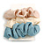 Pack Of 3 Pastel Blue/ Cream/ Beige Satin Hair Scrunchies - Medium Thickness Hair - view 7