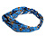Blue/ White Floral Twisted Fabric Elastic Headband/ Headwrap - view 4