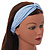 Light Blue/ White Floral Twisted Fabric Elastic Headband/ Headwrap - view 2