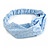 Light Blue/ White Floral Twisted Fabric Elastic Headband/ Headwrap - view 3