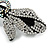 Clear/ Ab Crystals Bow Barrette Hair Clip Grip In Black Tone - 100mm Across - view 6