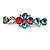 Multicoloured Acrylic Bead Floral Barrette Hair Clip Grip In Silver Tone - 80mm Across - view 7