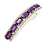 Purple Acrylic Bead/ Clear Crystal Barrette Hair Clip Grip In Silver Tone - 80mm Across - view 6