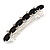 Black/ Clear Acrylic Bead Barrette Hair Clip Grip In Silver Tone - 80mm Across