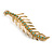 Mint Green Crystal Leaf Hair Grip/ Slide In Gold Tone - 70mm Long - view 2