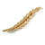 Mint Green Crystal Leaf Hair Grip/ Slide In Gold Tone - 70mm Long - view 3