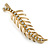 Milky White Crystal Leaf Hair Grip/ Slide In Gold Tone - 70mm Long - view 5