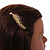Milky White Crystal Leaf Hair Grip/ Slide In Gold Tone - 70mm Long - view 3