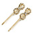 Pair Of Clear Crystal Infinity Motif Hair Slides In Gold Tone Metal - 55mm L - view 5