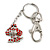Silver Red Pappy Charm Key Ring - view 2