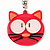 Plastic Funky Cat Key Ring/Handbag Charms (Pink)