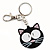 Plastic Funky Cat Key Ring/Handbag Charm (Black & White) - view 2
