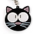 Plastic Funky Cat Key Ring/Handbag Charm (Black & White)