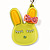 Cute Lettuce Green Plastic Bunny Key-Ring With Crystal Bow