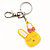 Cute Yellow Plastic Bunny Key-Ring With Crystal Bow - view 3
