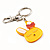 Cute Yellow Plastic Bunny Key-Ring With Crystal Bow - view 4