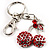Ruby Red Coloured Diamante Cherry Keyring