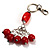 Silver Tone Ceramic Bead Charm Keyring/ Bag Charm (Coral Red) - view 1