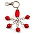 Silver Tone Ceramic Bead Charm Keyring/ Bag Charm (Coral Red) - view 5