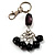 Silver Tone Ceramic Bead Charm Keyring/ Bag Charm (Black) - view 2