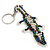 Peacock/ Transparent Glass Bead Crocodile Keyring/ Bag Charm - 17cm Length