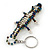 Peacock/ Transparent Glass Bead Crocodile Keyring/ Bag Charm - 17cm Length - view 3