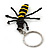 Black/ Yellow Glass Bead Bee Keyring/ Bag Charm - 9cm Length - view 2