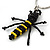 Black/ Yellow Glass Bead Bee Keyring/ Bag Charm - 9cm Length - view 3