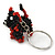 Black/ Red Glass Bead Scottie Dog Keyring/ Bag Charm - 8cm Length