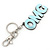 'OMG' Light Blue Plastic Rhodium Plated Keyring/ Bag Charm - 105mm Length - view 2