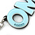 'OMG' Light Blue Plastic Rhodium Plated Keyring/ Bag Charm - 105mm Length - view 3