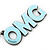 'OMG' Light Blue Plastic Rhodium Plated Keyring/ Bag Charm - 105mm Length - view 4