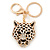 Crystal Tiger Keyring/ Bag Charm In Gold Plating - 11cm L